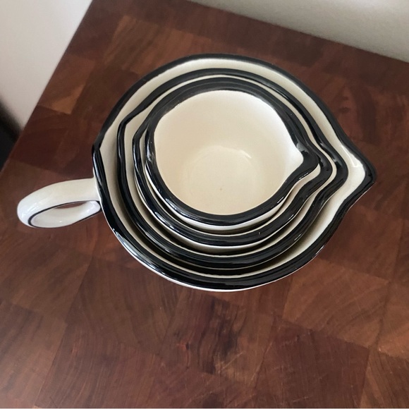 Four Ceramic Nesting Measuring Cups in Cream & Black - Picture 5 of 8